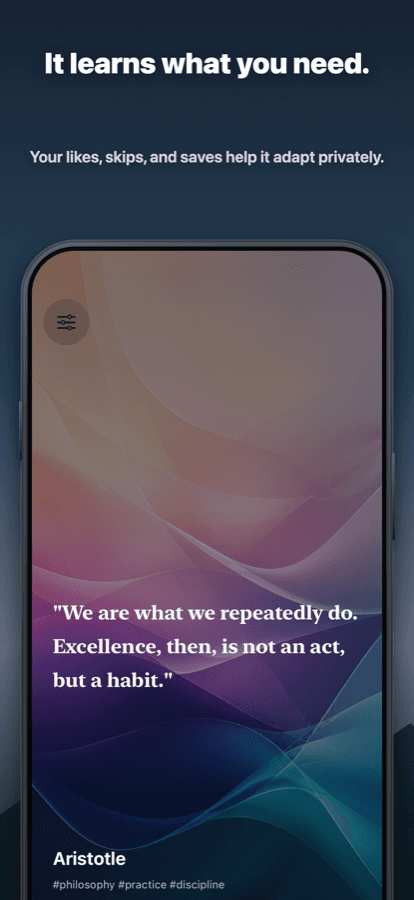 Spark screenshot showing personalized quote recommendations.